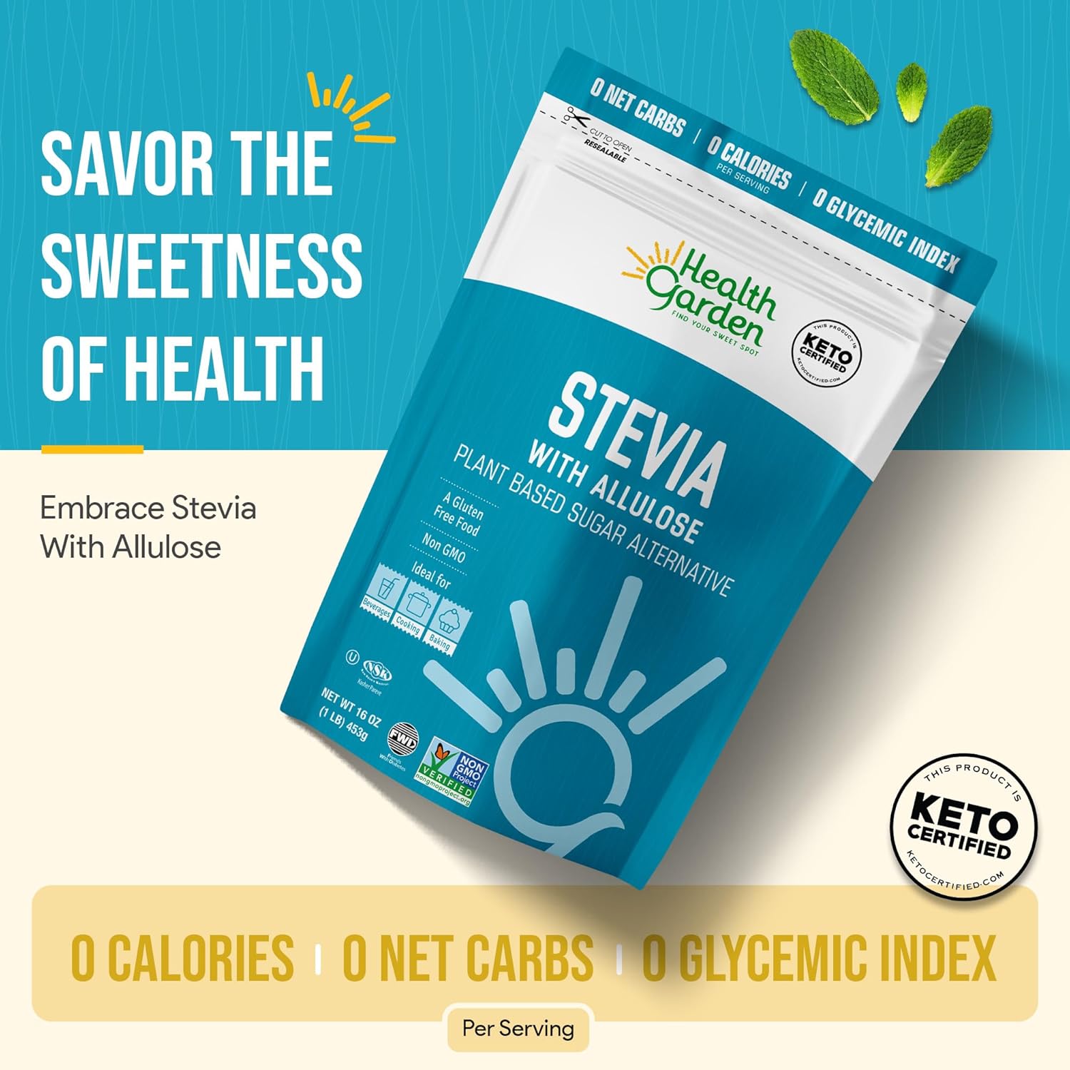 succulent sweetener Health Garden Stevia with Allulose , 2.5 lbs